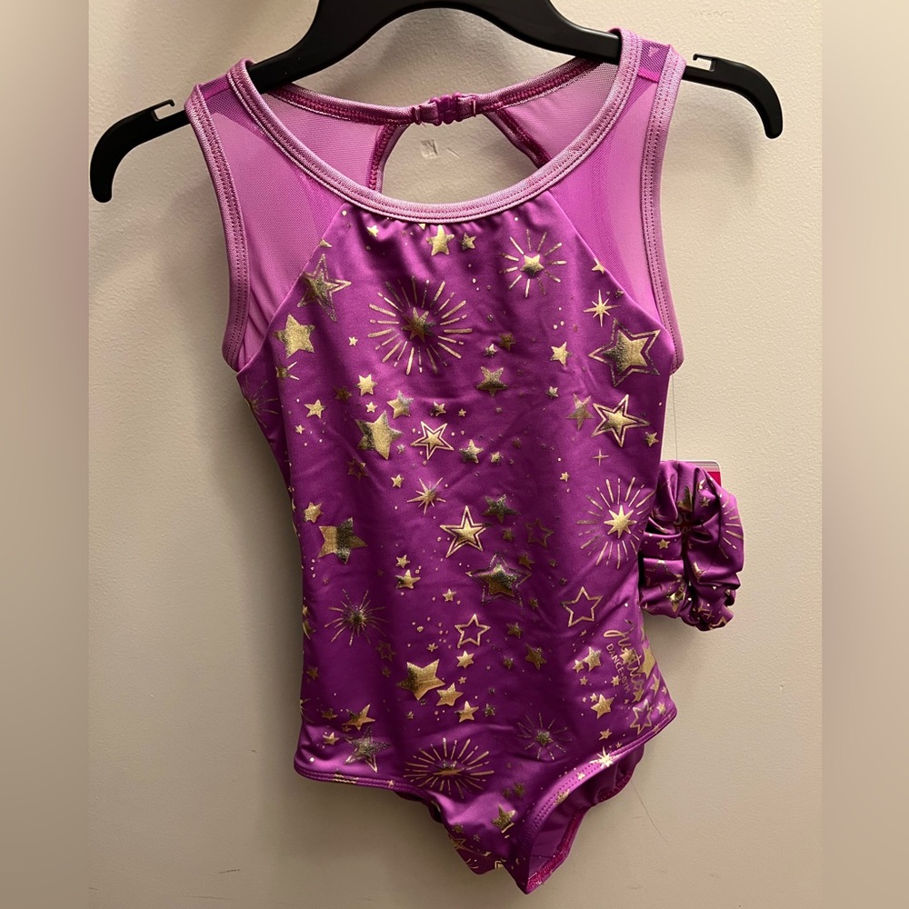 Justice Girls Celestial Foil Print Leotard & Scrunchie NWT  Size 10 - Picture 4 of 4